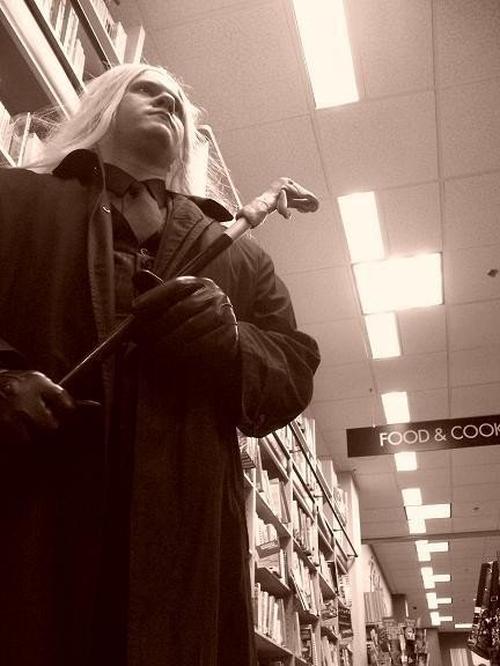 Dressed as Lucius Malfoy for the Deathly Hallows book release